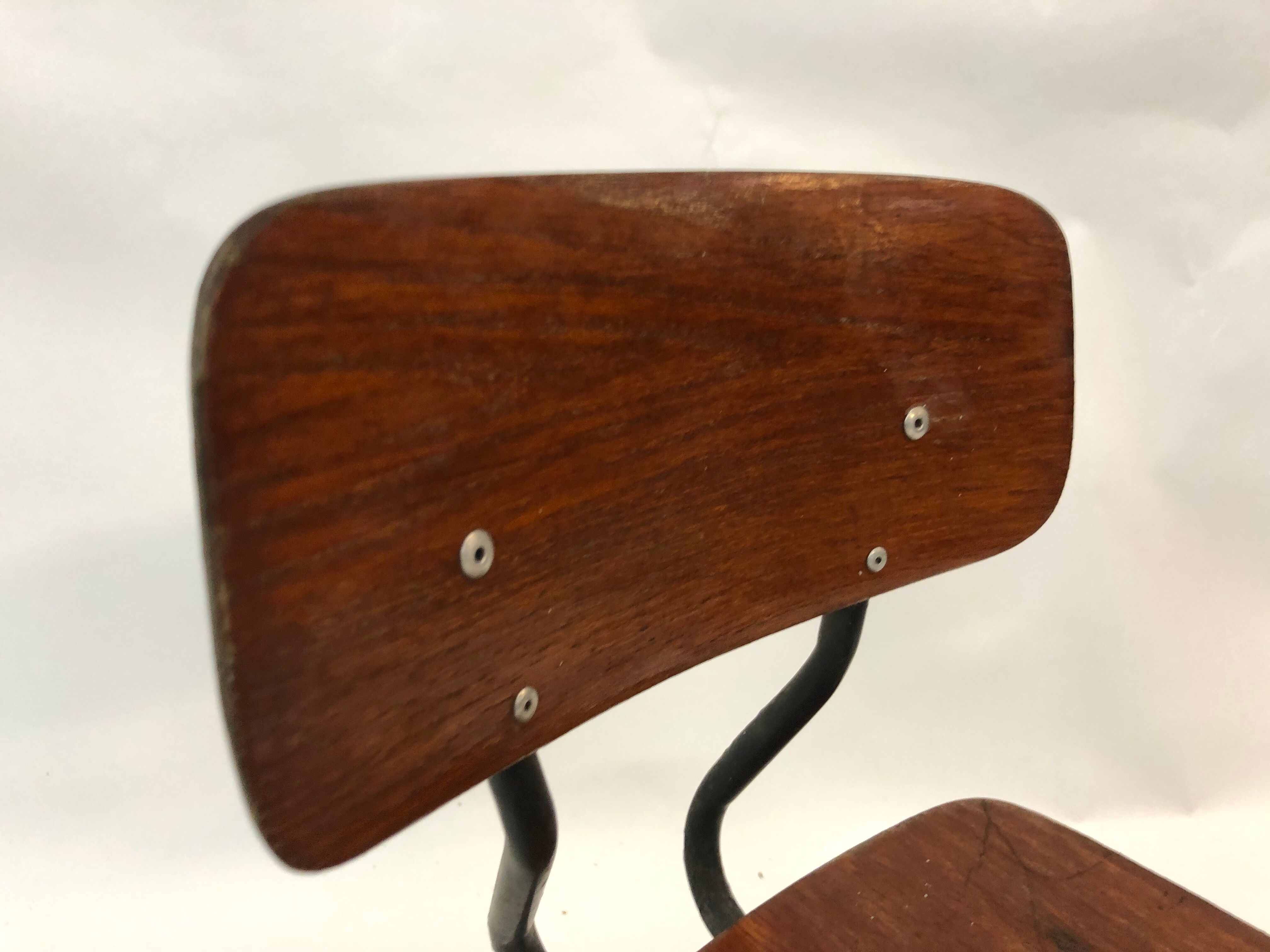 Vintage industrial children's chair, school chair, Dutch design