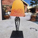 Antique art deco metal and glass lamp