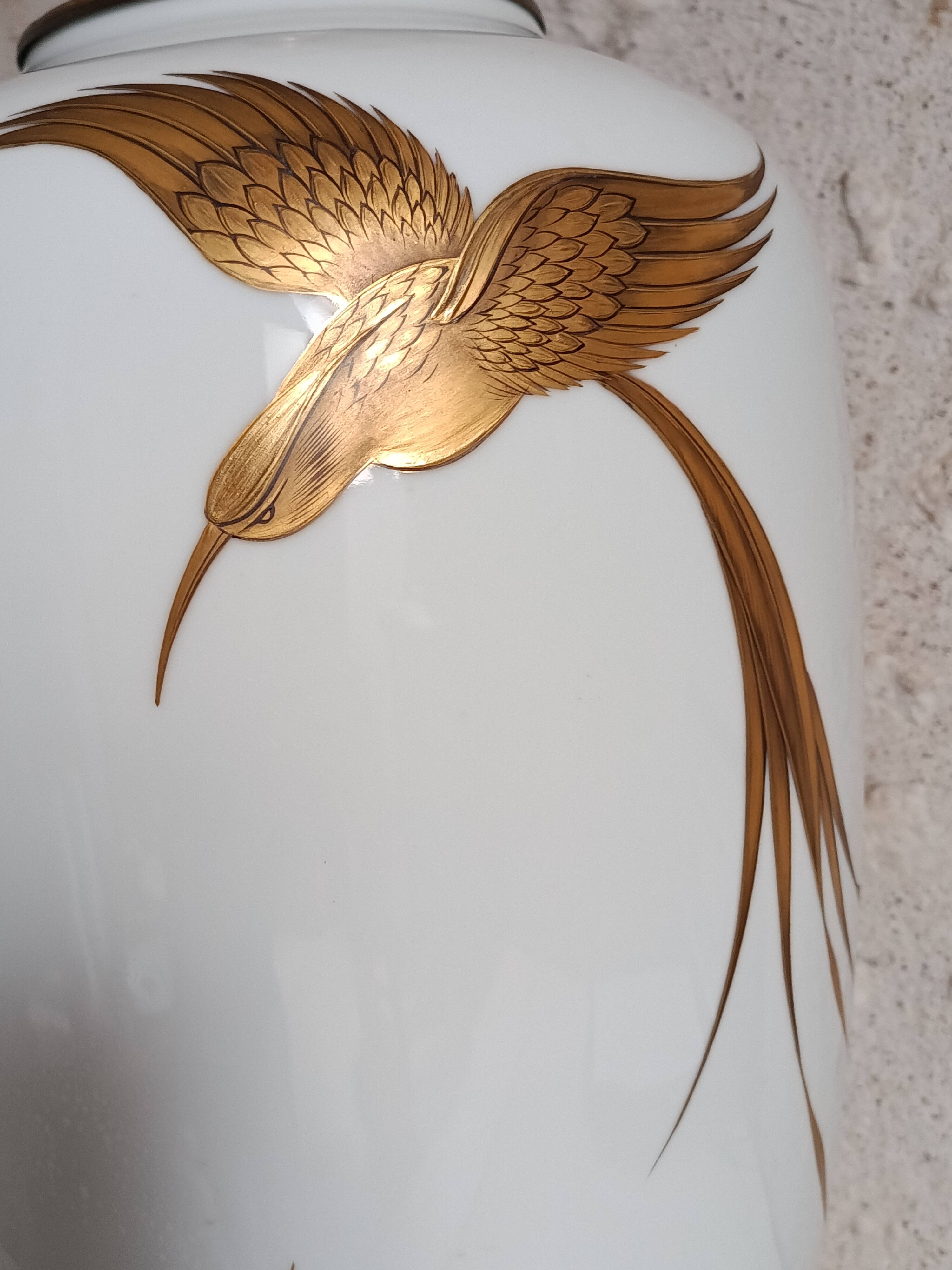 Antique vase converted into a lamp, Heinrich manufacture, from the 1950s.