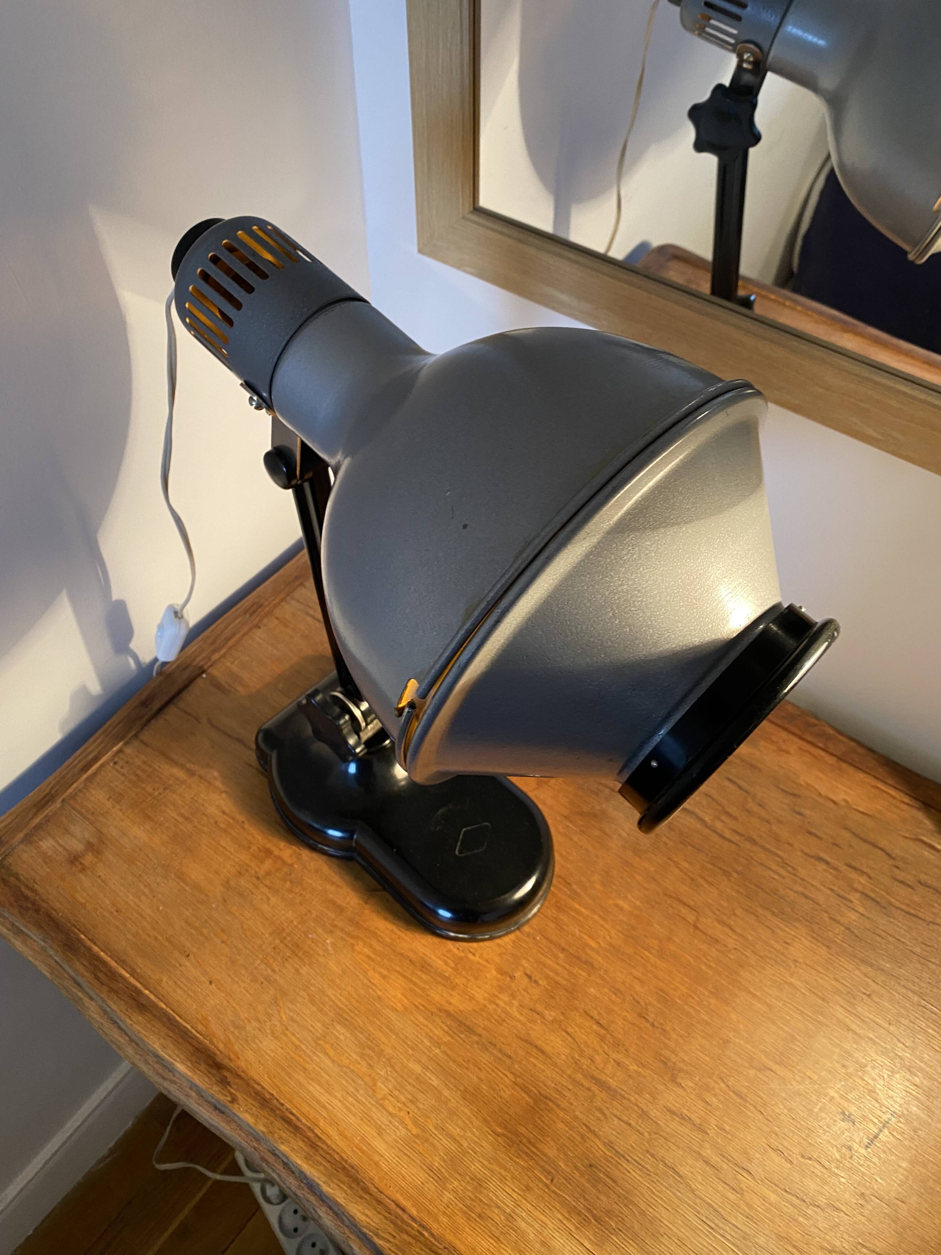 Sollux metal and Bakelite lamp. Industrial