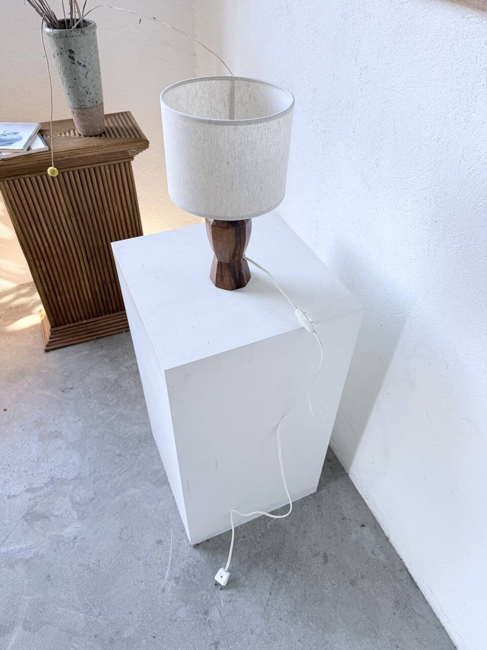 Brutalist walnut table lamp 1950