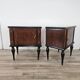 1960s mahogany burl nightstands with glass tops