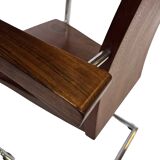 Ensemble vintage de quatre chaises design en hêtre massif chrome