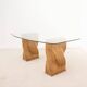 Dining table or desk in glass and bamboo from the 1970s.