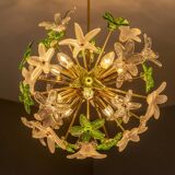 Sculptural Floral Glass Chandelier, Czechoslovakia, 1970s–1980s