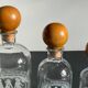 BOUTEILLES Verre Gravé et Bois VINTAGE