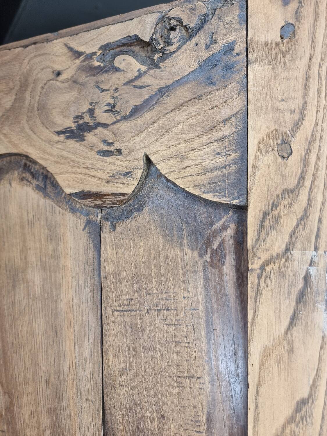 Hand-carved French rustic wardrobe