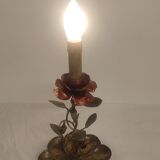 Wrought iron table lamp and gold leaf. France, 1950