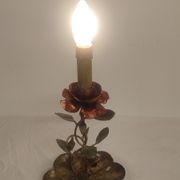 Wrought iron table lamp and gold leaf. France, 1950