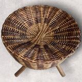 Vintage rattan ottoman stool from the 70s
