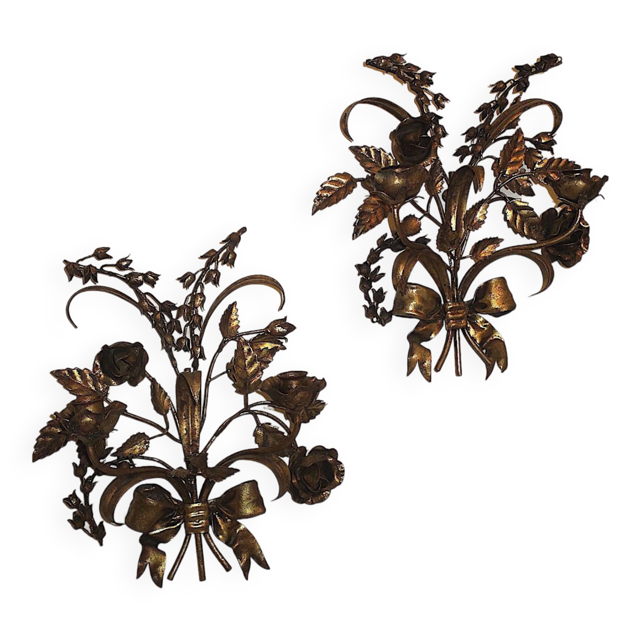 Paire de bougeoirs à double applique Hans Kögl, années 1960