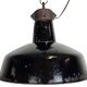 Industrial Black Enamel Factory Lamp with Cast Iron Top, 1950s