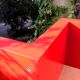 Shelf staircase Zig-Zag graphic design red serie LACK Ikea vintage 1980