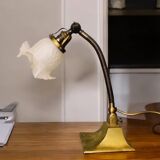Art deco 1930s general electric brass goose neck table lamp