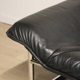 Vintage sofa by Johan Bertil Häggström for Ikéa in leather and chrome metal, 1970s