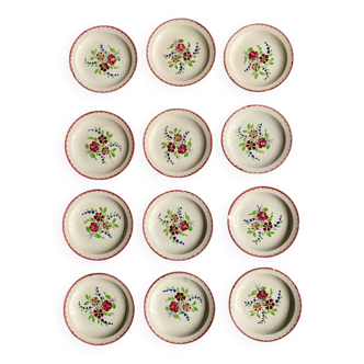 Lot de 12 assiettes anciennes Sarreguemines modèle Ermont