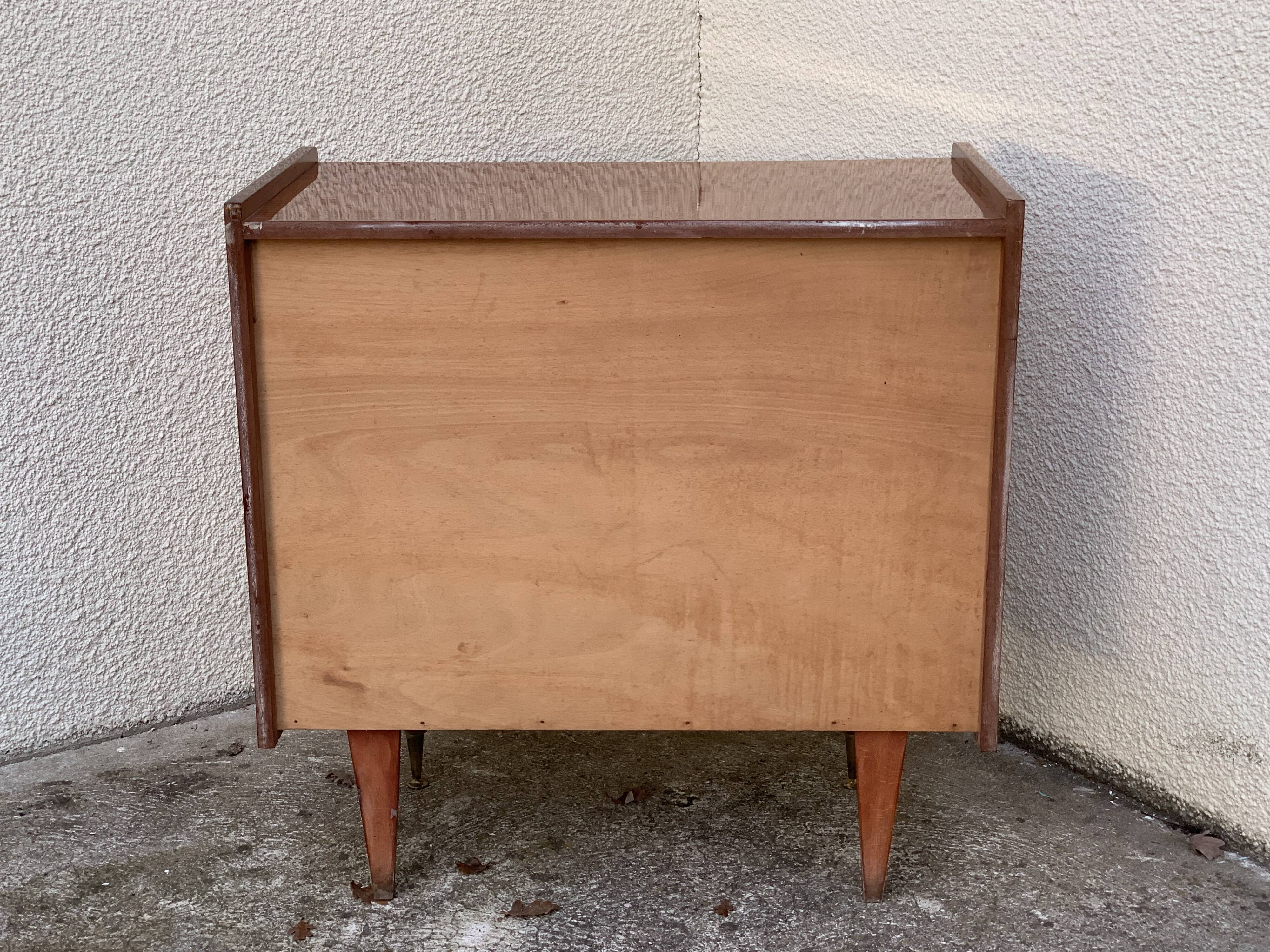 Vintage varnished teak chest of drawers 1970