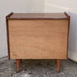 Vintage varnished teak chest of drawers 1970
