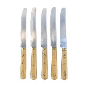 5 couteaux de table lame - inox
