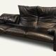 Maralunga 3-seater sofa in black leather by Vico Magistretti for Cassina