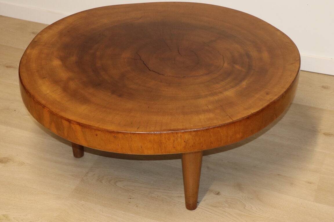 Vintage brutalist solid wood coffee table, 1960s