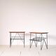 Pair of wooden and metal side tables