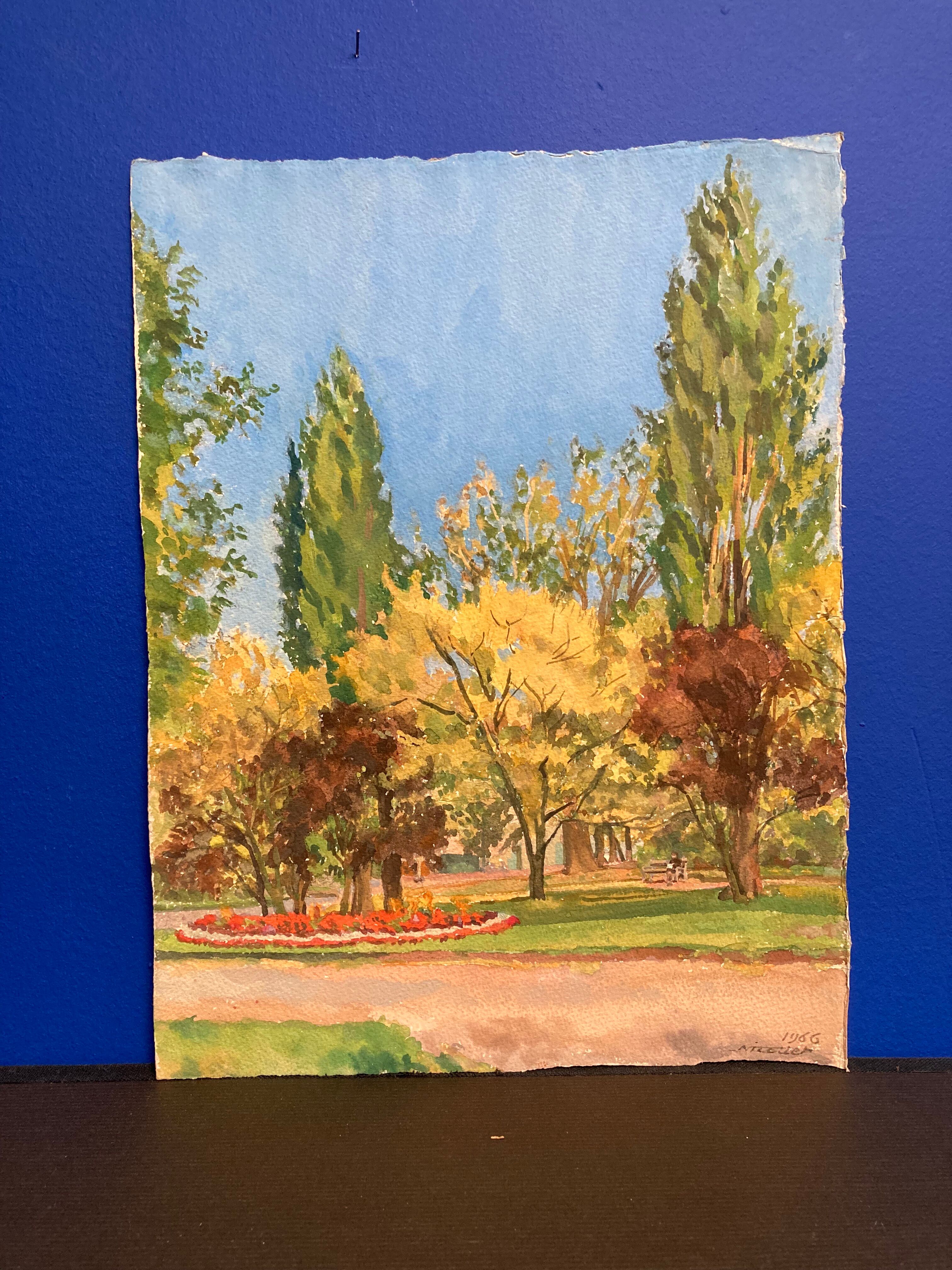 Vintage landscape watercolor