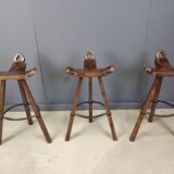 Mid century brutalist bar stools - set of 3, 1960s