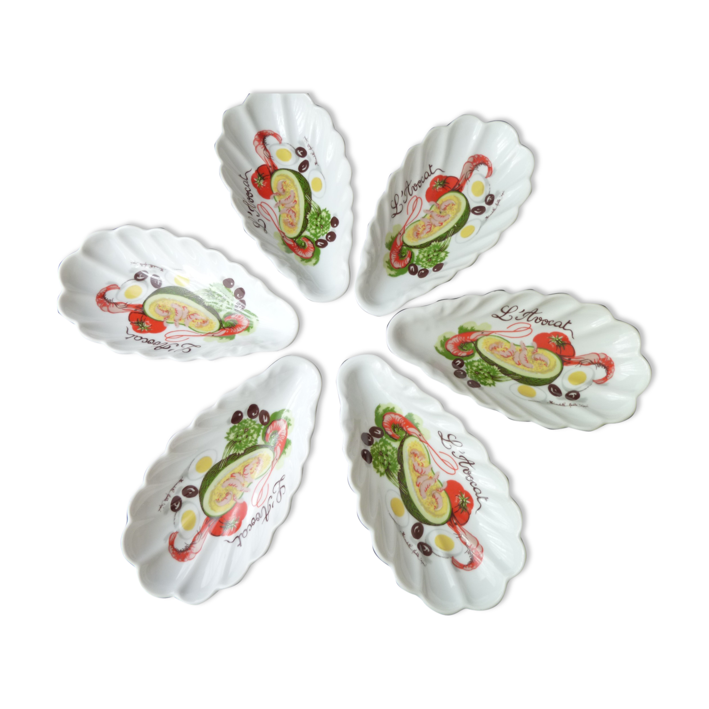 Set De 6 Coupelles A Avocat En Porcelaine De La Manufacture L Hirondelle De Mehun Sur Yevre Selency