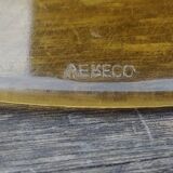 Set of six flat plates - vintage amber glass from Veréco with flower decor - 60s/70s