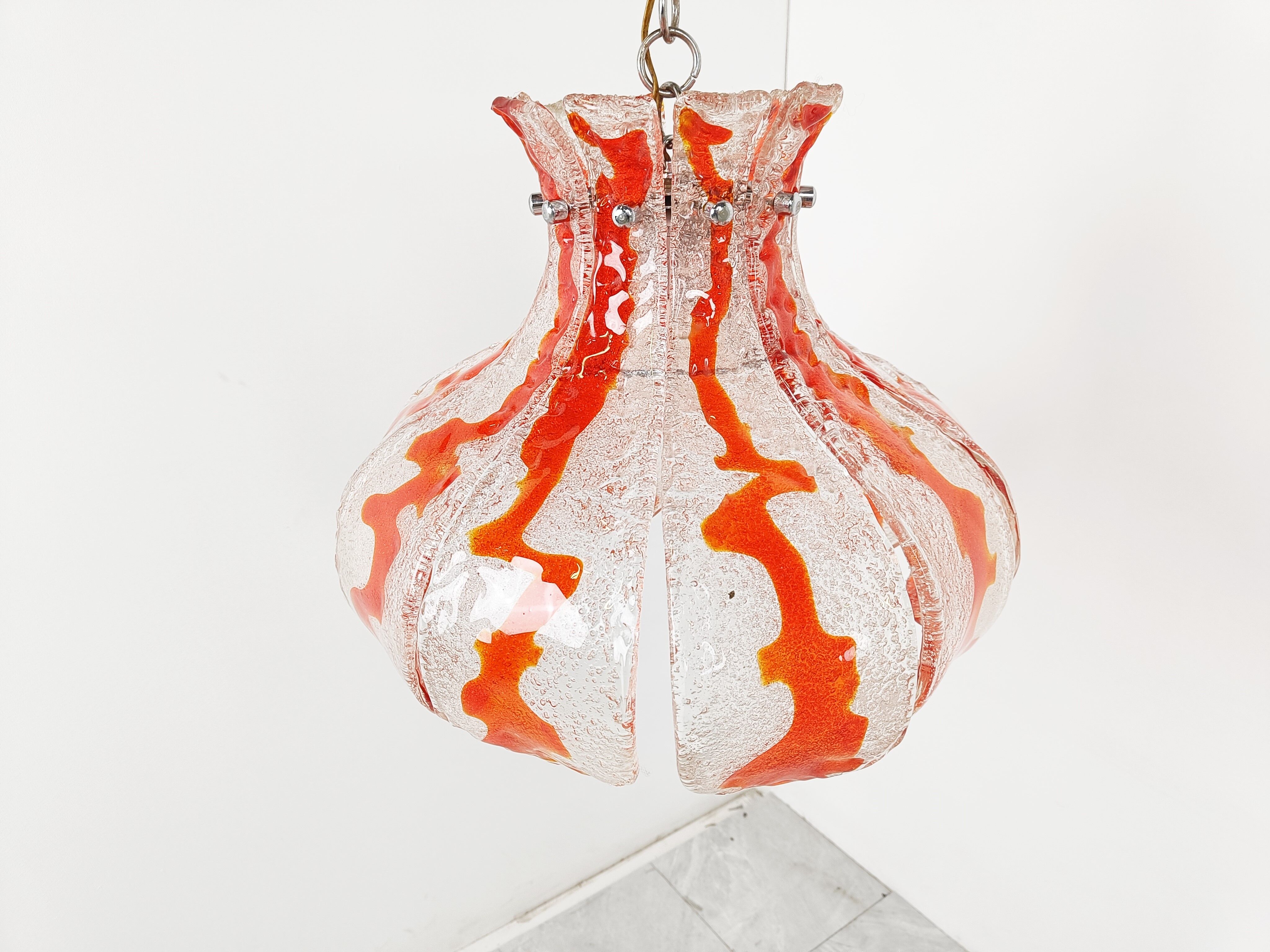 Vintage hanging lamp with murano glass, for Mazzega, 1960s