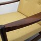 Mid-century walnut armchair in yellow 1960s