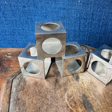 Set of 6 minimalist chrome steel candle holders from the 70s.