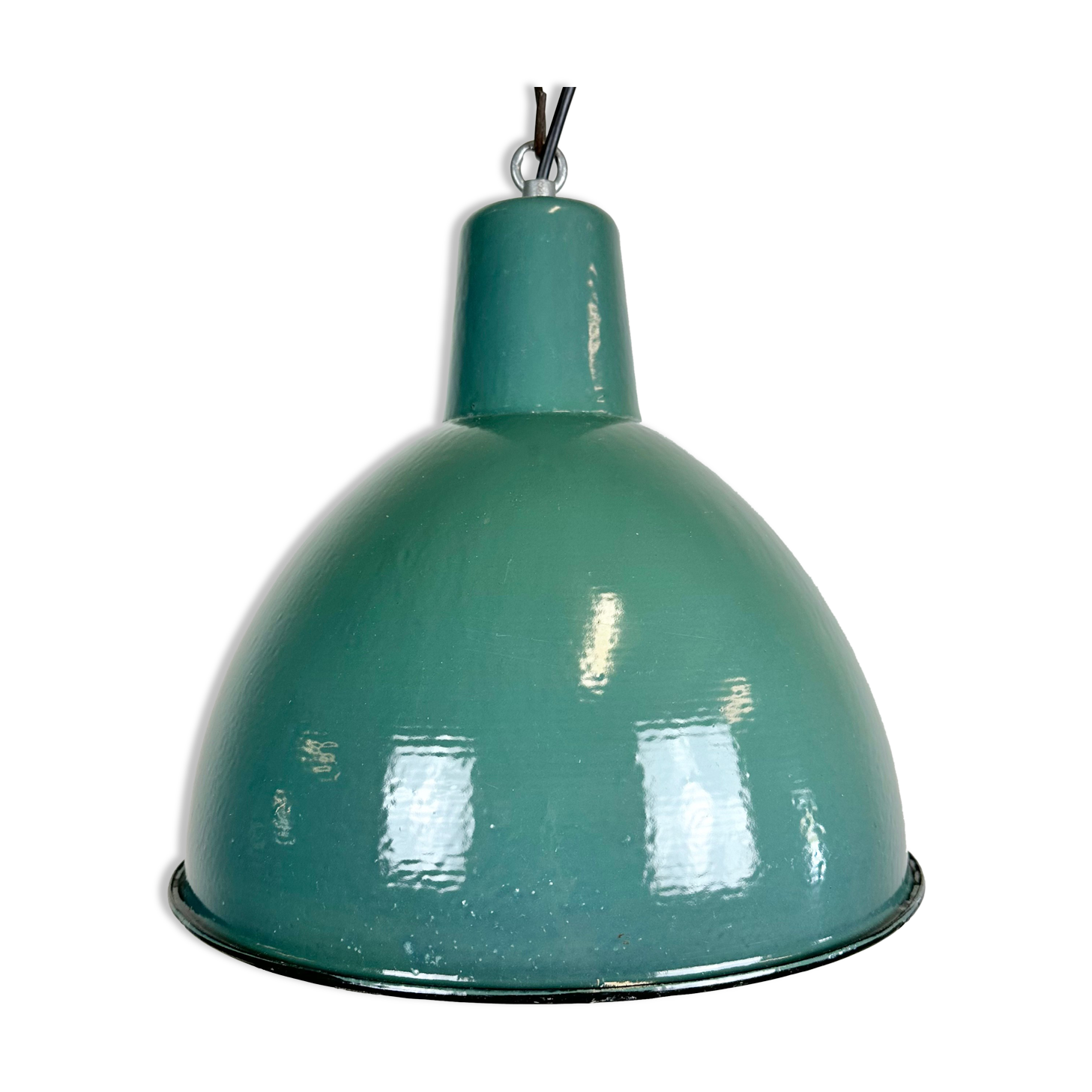 Industrial Green  Enamel Factory Lamp, 1960s