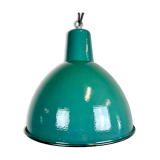 Lampe industrielle d’usine en émail vert années 1960