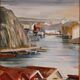 Mid Century Oil on Canvas – “Port View” by Rita Hansen – Vintage & Framed