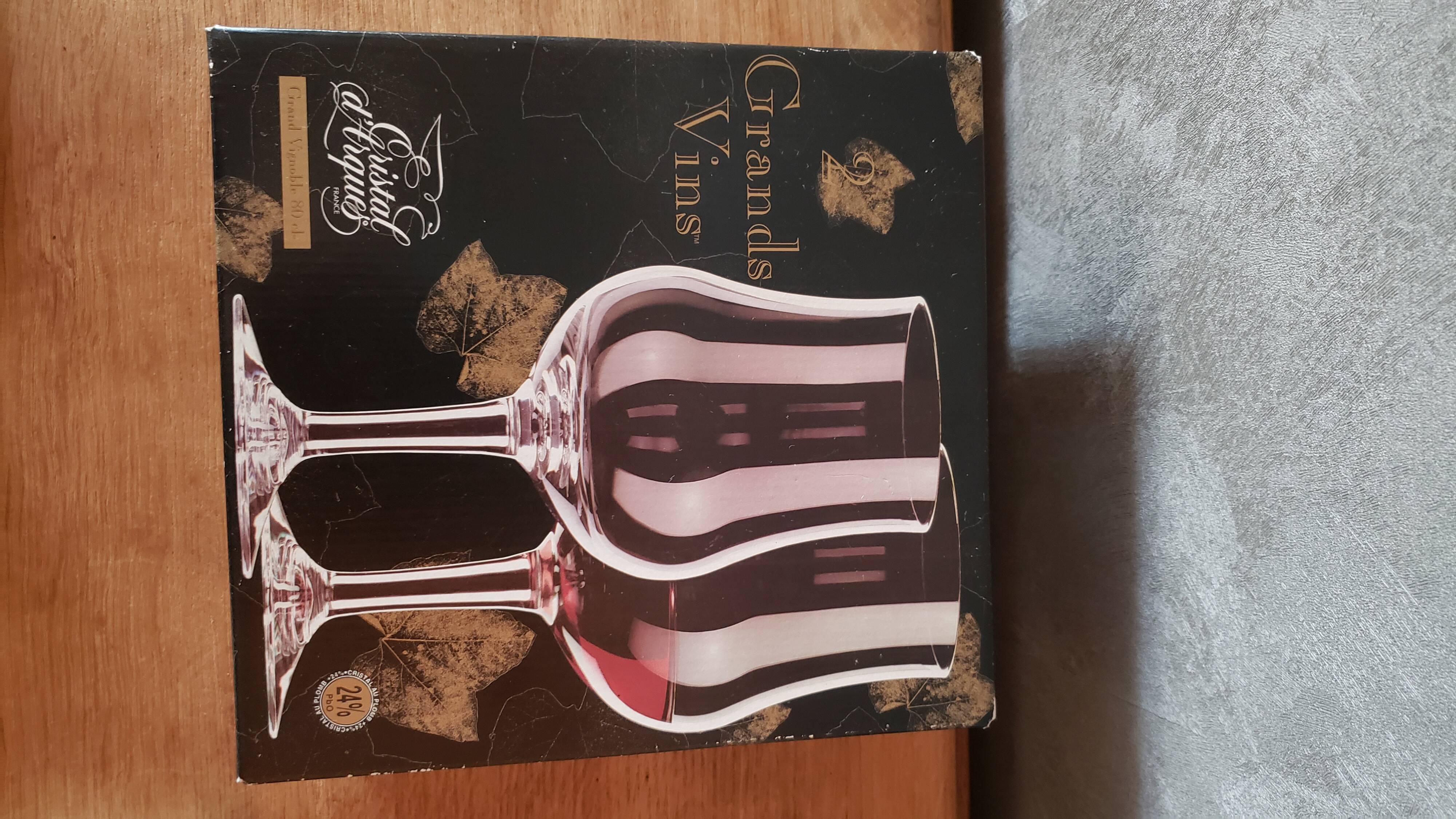 2 grands verres Cristal d'Arques Boîte origine