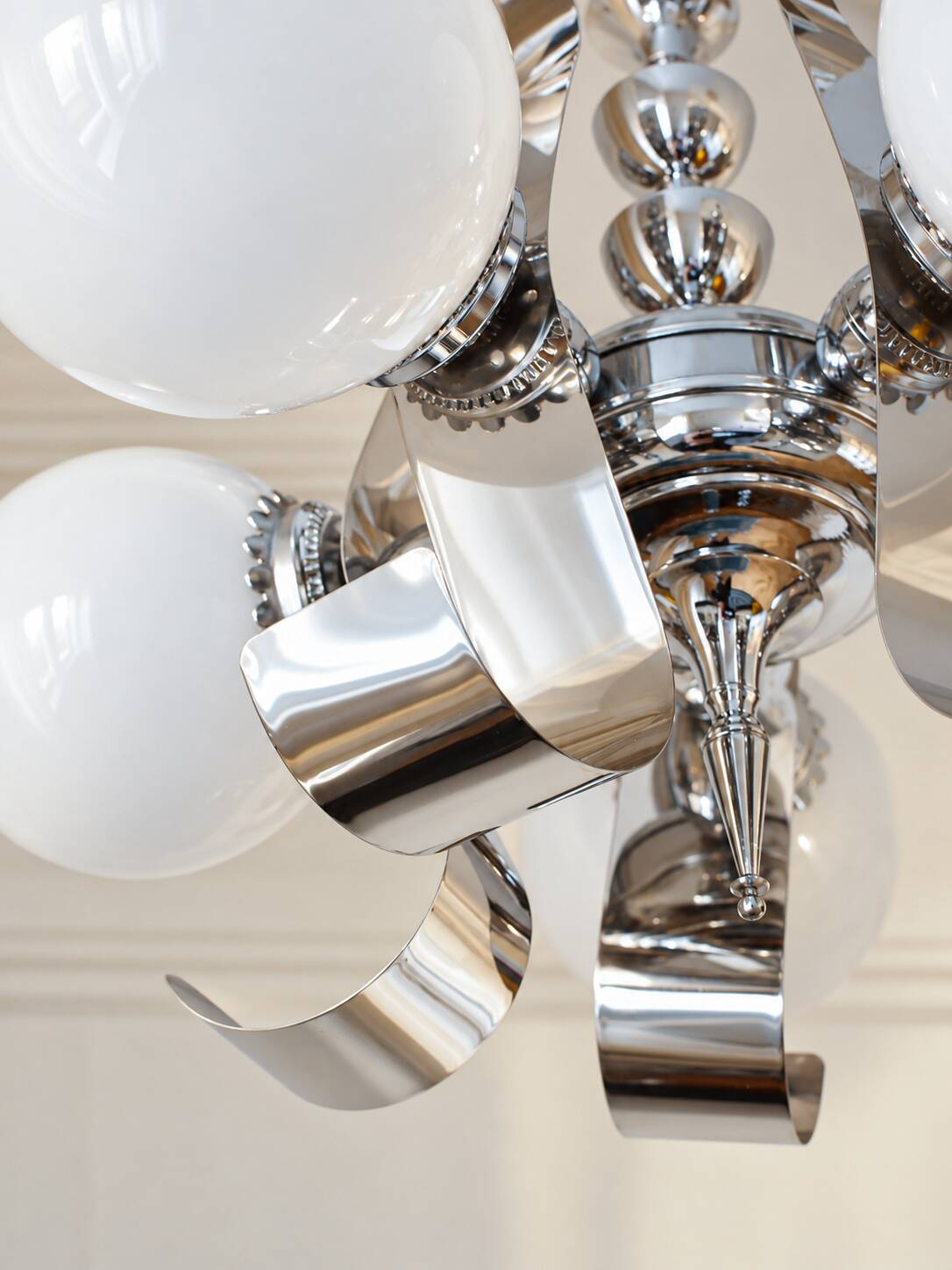 Vintage Space Age chrome chandelier, 1970s
