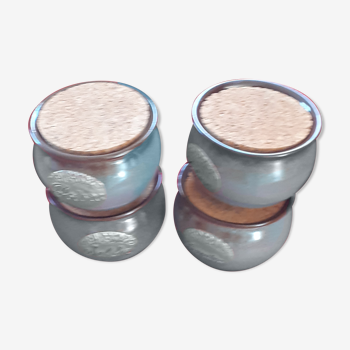 4 spice pots in enamelled sandstone