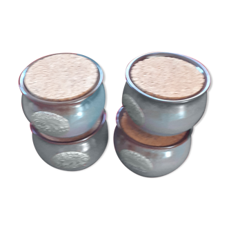 4 spice pots in enamelled sandstone