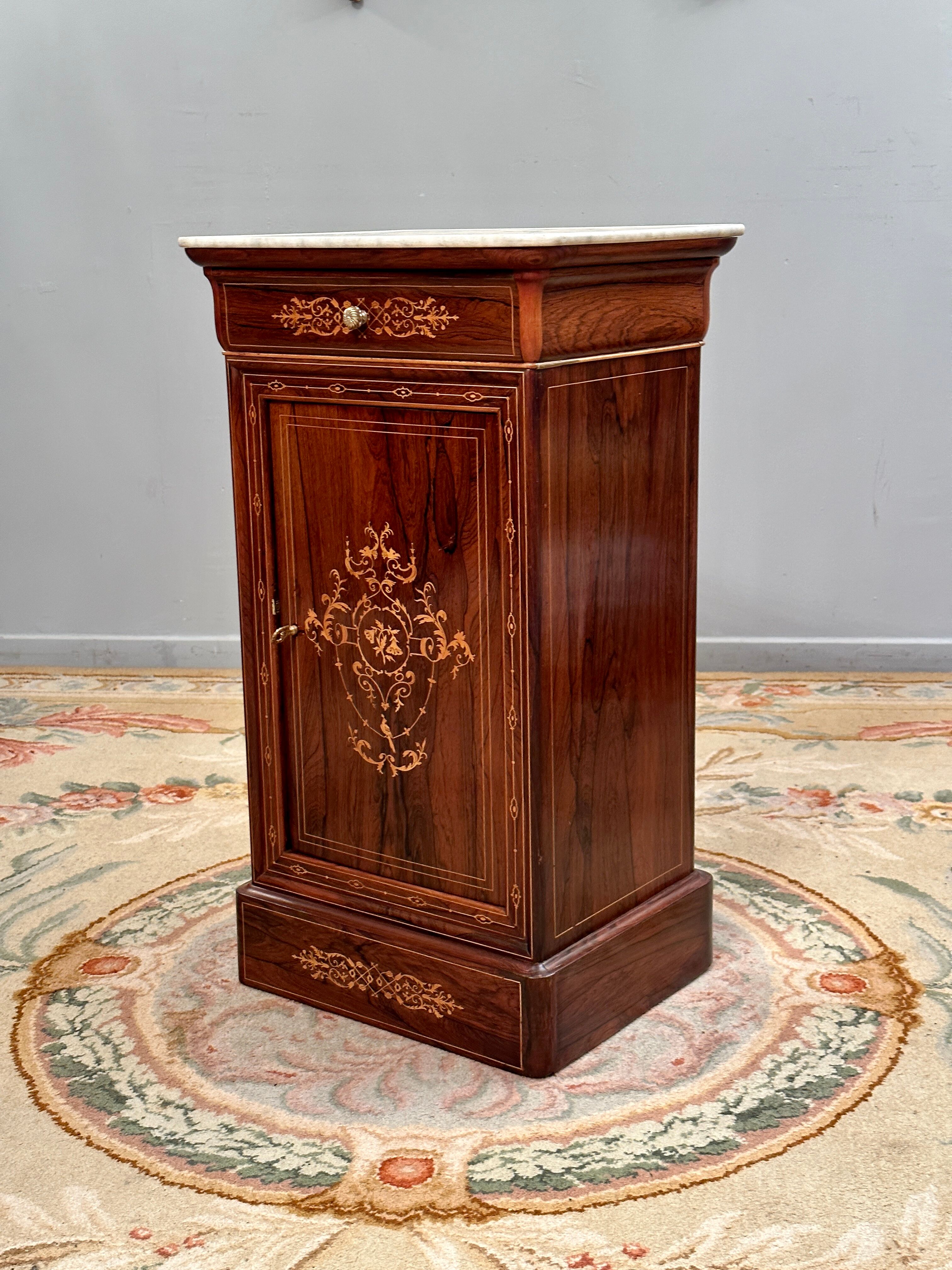 Bedside of the period Charles X in marquetry XIXth
