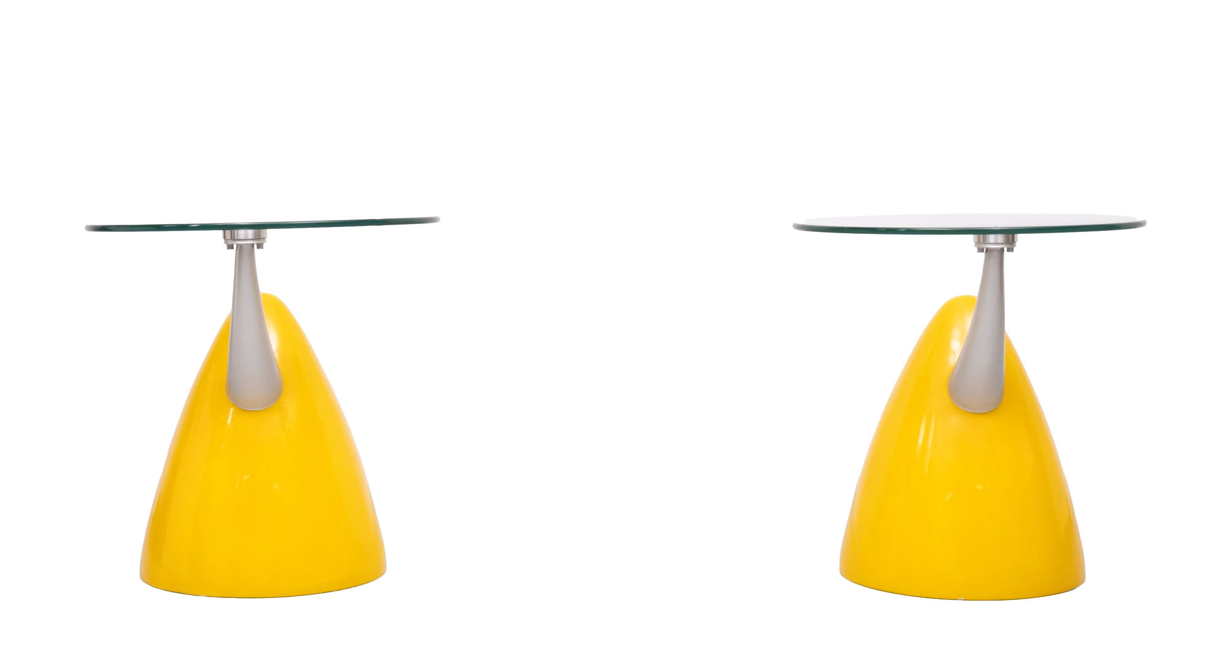 Pair Space Ace Bullet side Tables 1980s Italy