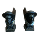 Pair of Fireplace Chenets Man with Hat Black Cast Iron Vintage #D703