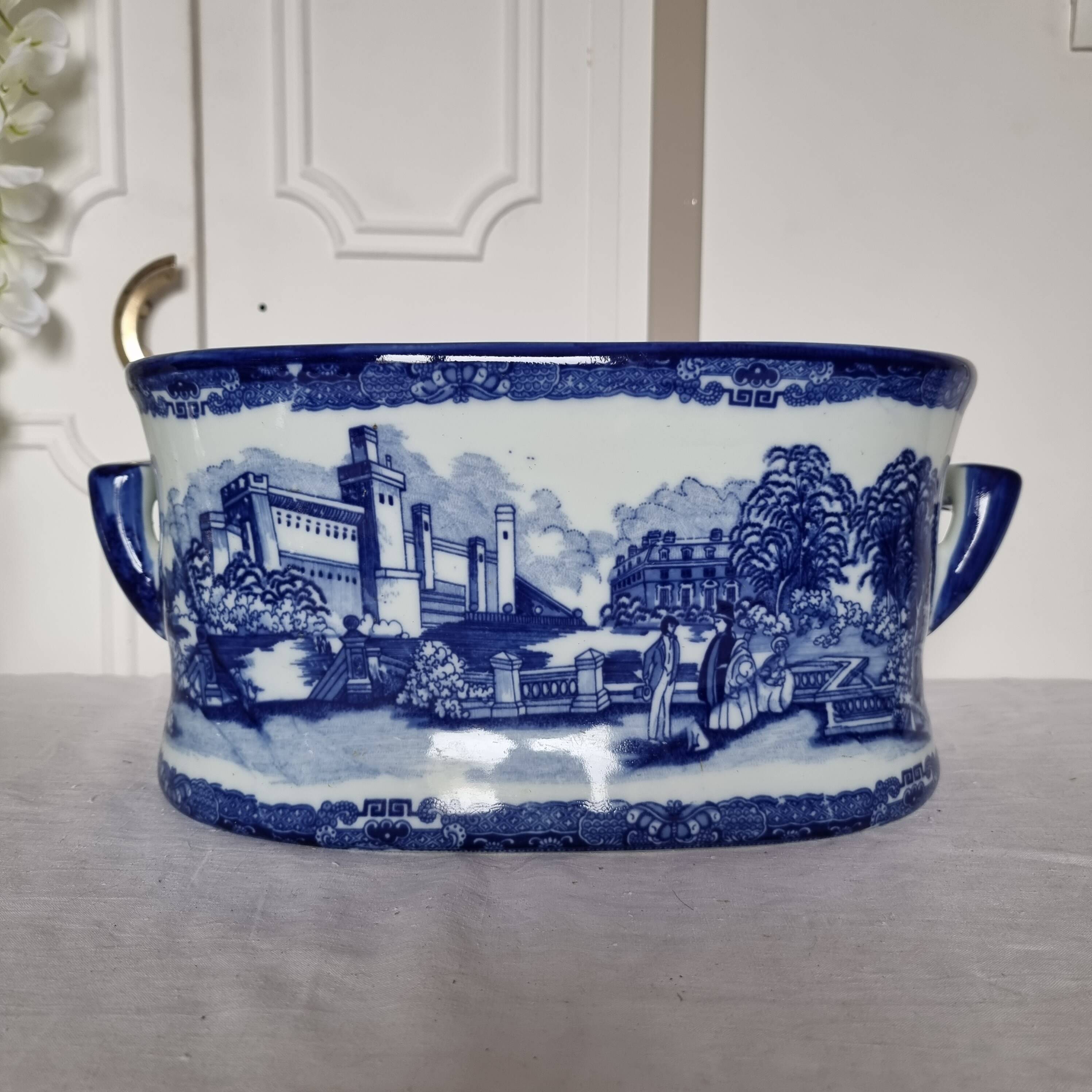 Large 20th century English glazed and enamelled earthenware planter