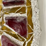 Vintage XL "stained glass" wall sconce in cement and glass, Sweden 1950