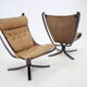 Sigurd Ressell Pair of Falcon Chairs Leather by Vatne Møbler Norway