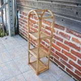 Ancienne colonne 3 étagères en bambou et osier