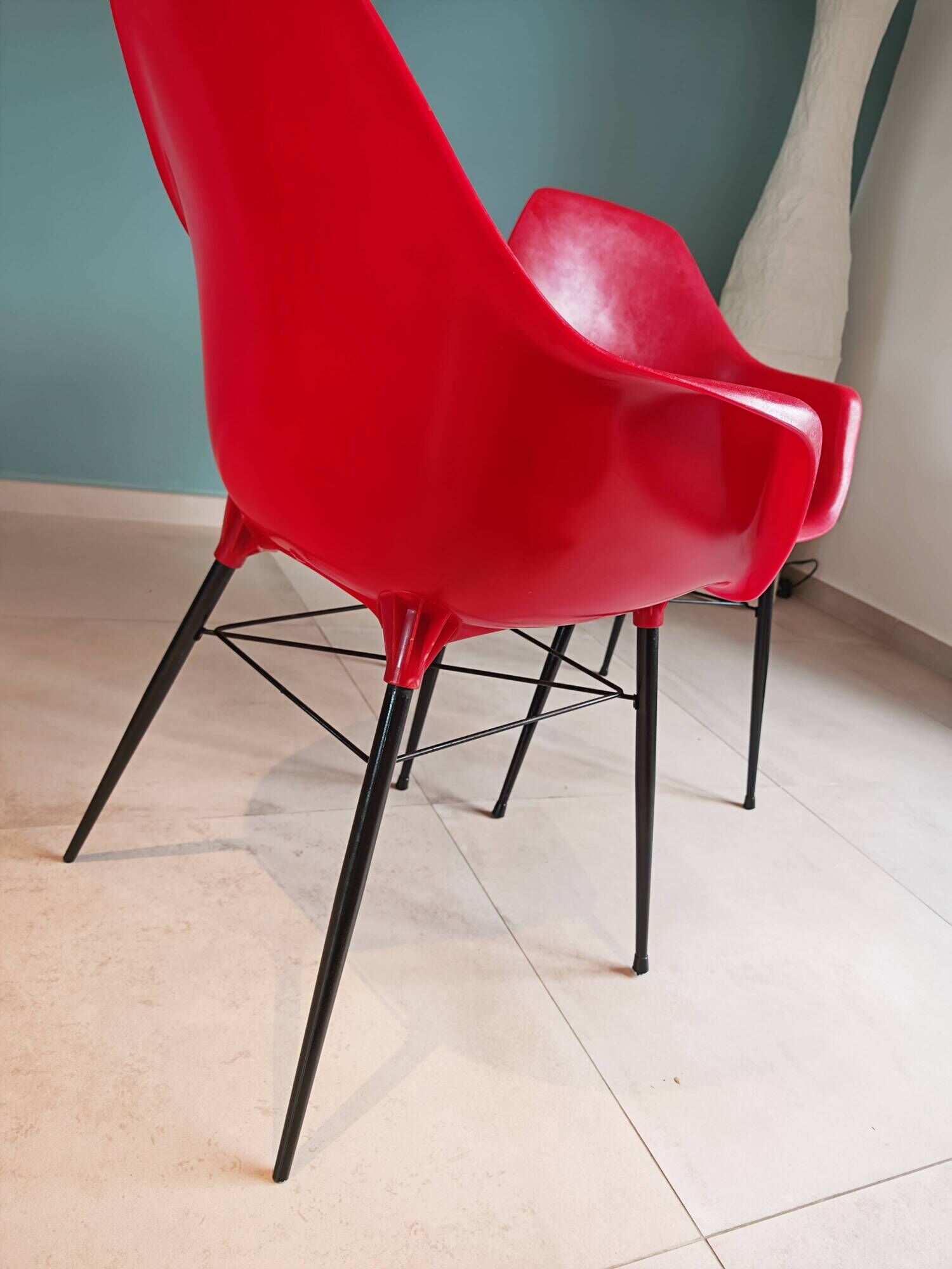 Pair of Vintage Space Age Red Armchairs 1970