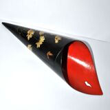 Cornet vase in "Chinese lacquer" floral Napoleon III black and red