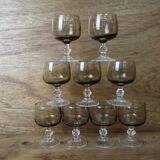 Set of 9 Luminarc smoked aperitif glasses, Domaine model